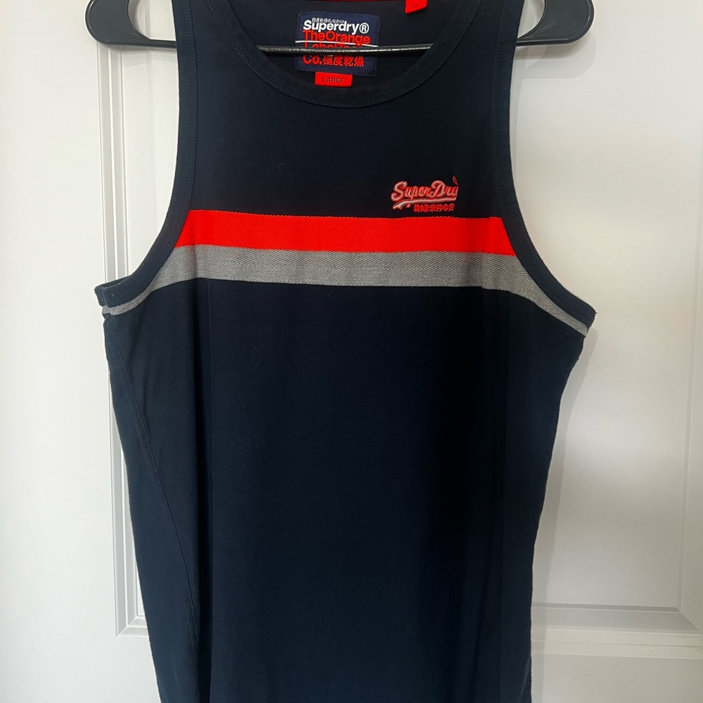 Superdry The Orange Label Tee Vest Top Size Large Eclipse Navy